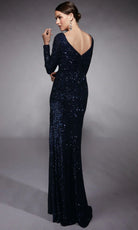 Alyce Paris 27741 - Sequin Long Sleeve V-Neck Dress