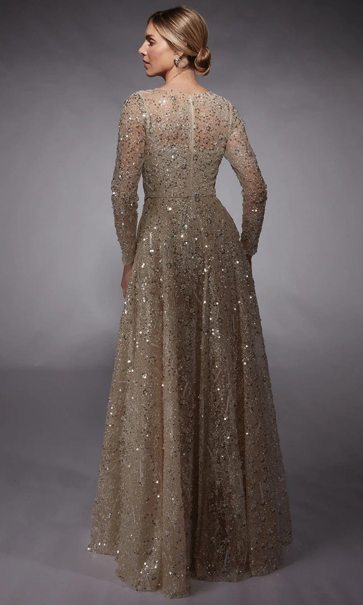Alyce Paris 27757 - Long Sleeve Beaded Tulle Gown