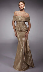 Alyce Paris 27759 - Peplum Straight Neck Jacquard Gown
