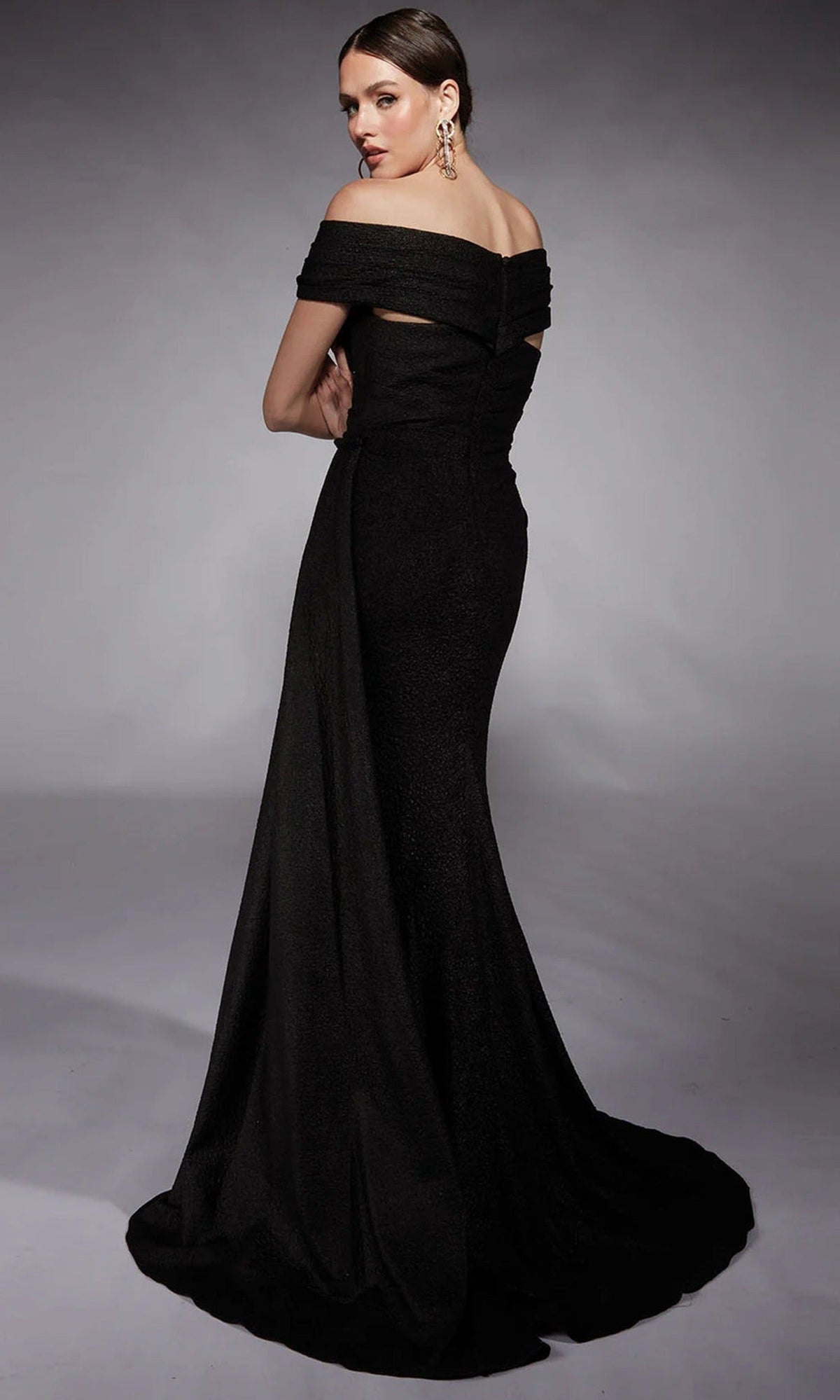 Alyce Paris 27767 - Crisscross Bodice Off Shoulder Jacquard Dress