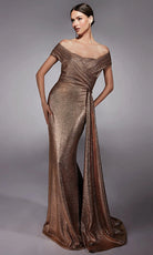 Alyce Paris 27767 - Crisscross Bodice Off Shoulder Jacquard Dress