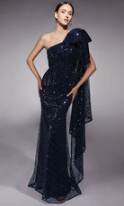 Alyce Paris 27771 - One Shoulder Sequin Dress with Bow Draped