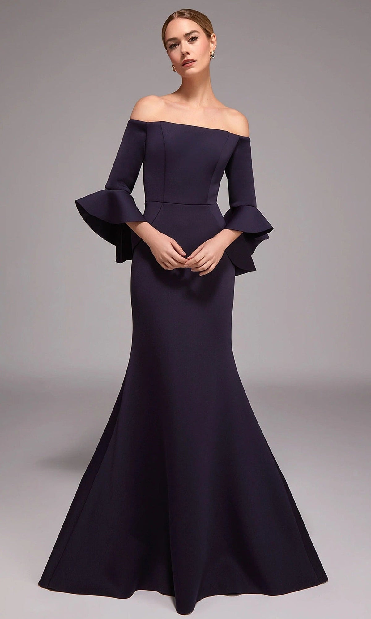Alyce Paris 27777 - Off-Shoulder Mermaid Gown with Flounce Sleeves