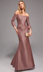 Alyce Paris 27782 - Off Shoulder Gown with Cuffed Sleeves