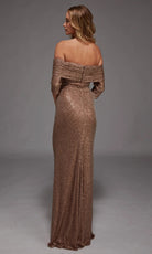 Alyce Paris 27787 - Off Shoulder Beaded Knit Fit Gown
