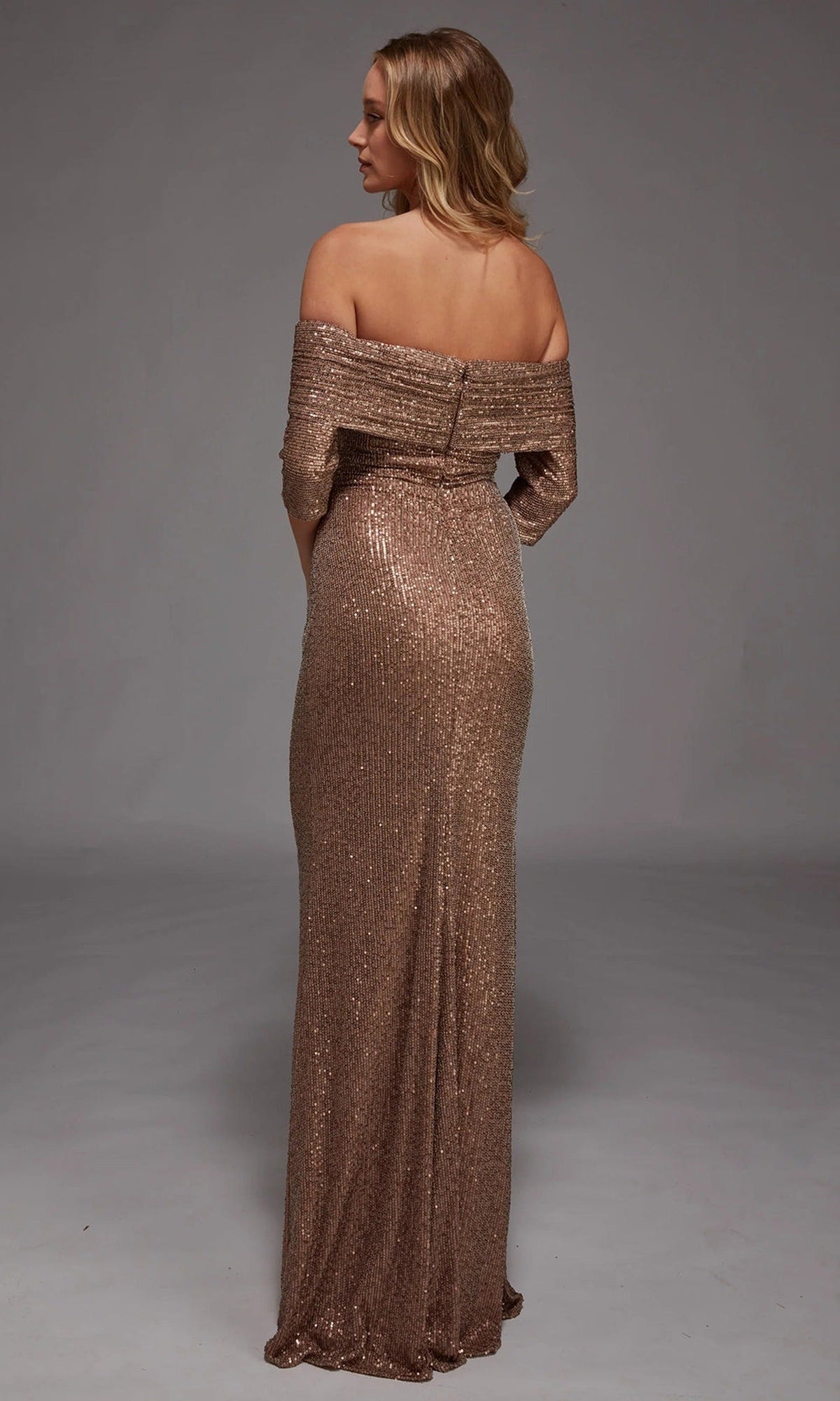 Alyce Paris 27787 - Off Shoulder Beaded Knit Fit Gown