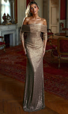 Alyce Paris 27787 - Off Shoulder Beaded Knit Fit Gown