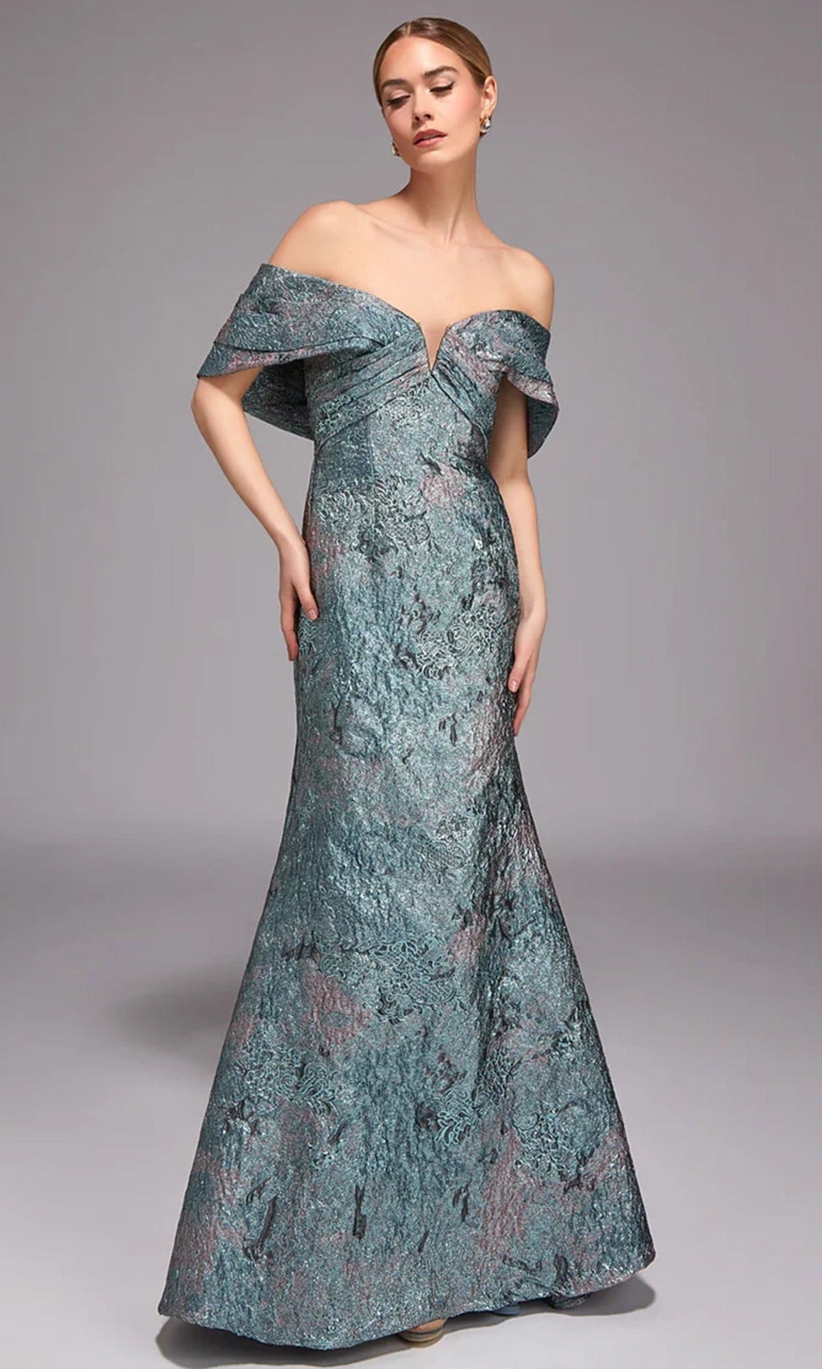 Alyce Paris 27794 - Off Shoulder Jacquard Evening Gown