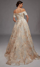 Alyce Paris 27804 - Off Shoulder Leaf Motif Ball Gown