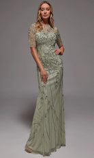 Alyce Paris 27809 - Beaded Illusion Neck Gown with Sheer Sleeves