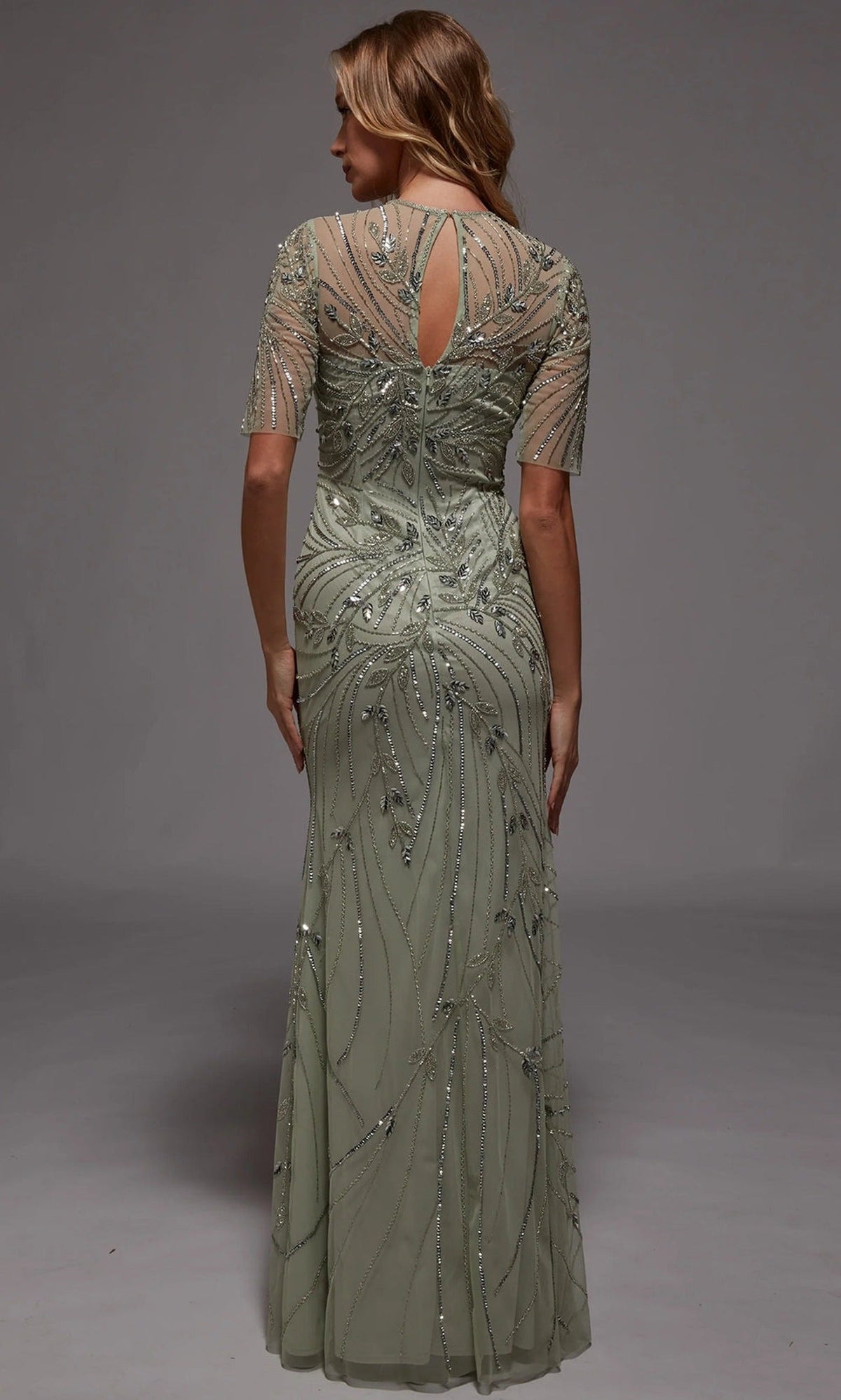 Alyce Paris 27809 - Beaded Illusion Neck Gown with Sheer Sleeves