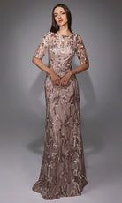Alyce Paris 27819 - Sequin Floral Illusion Sleeve Gown