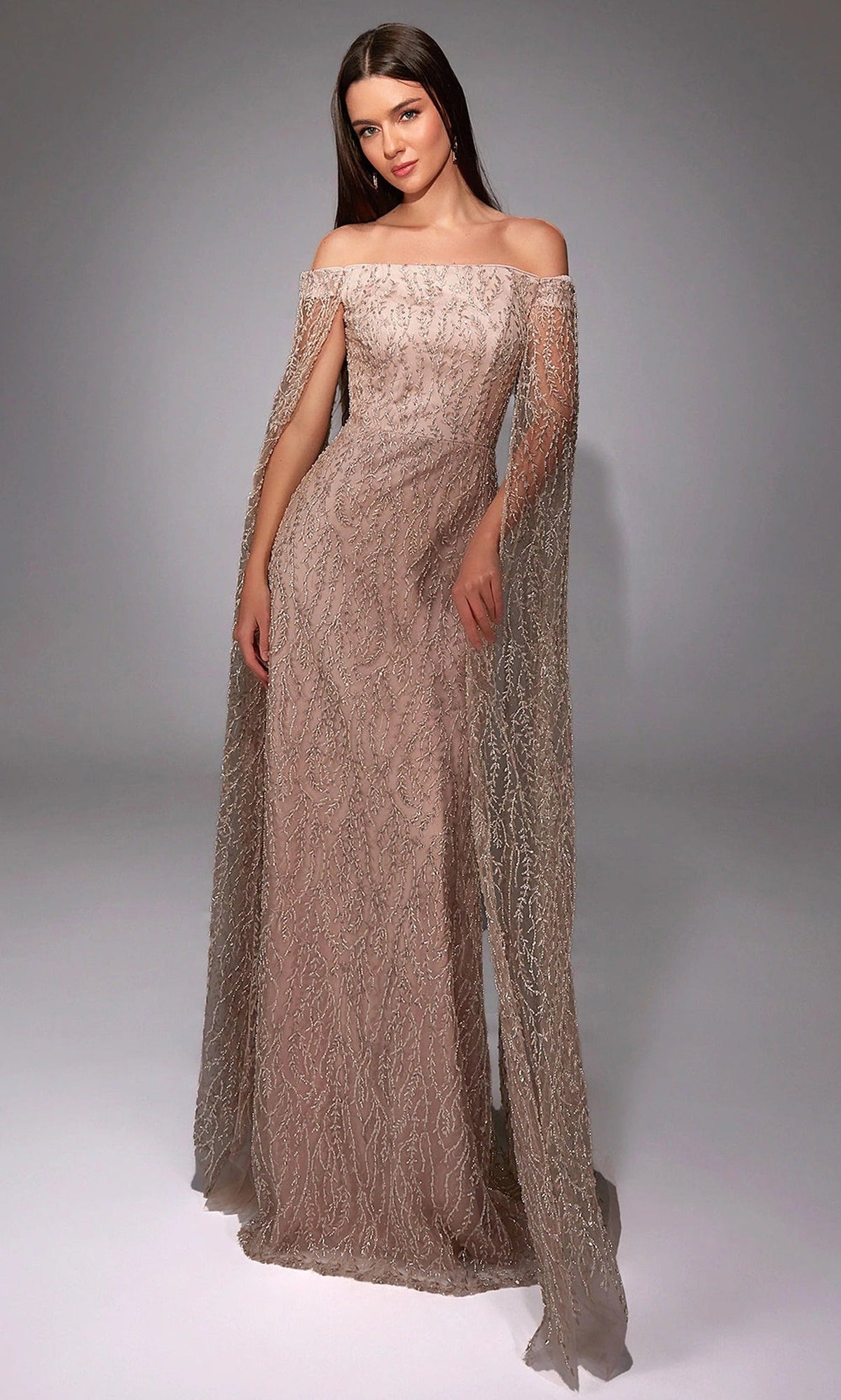 Alyce Paris 27821 - Off Shoulder Gown with Beaded Cape