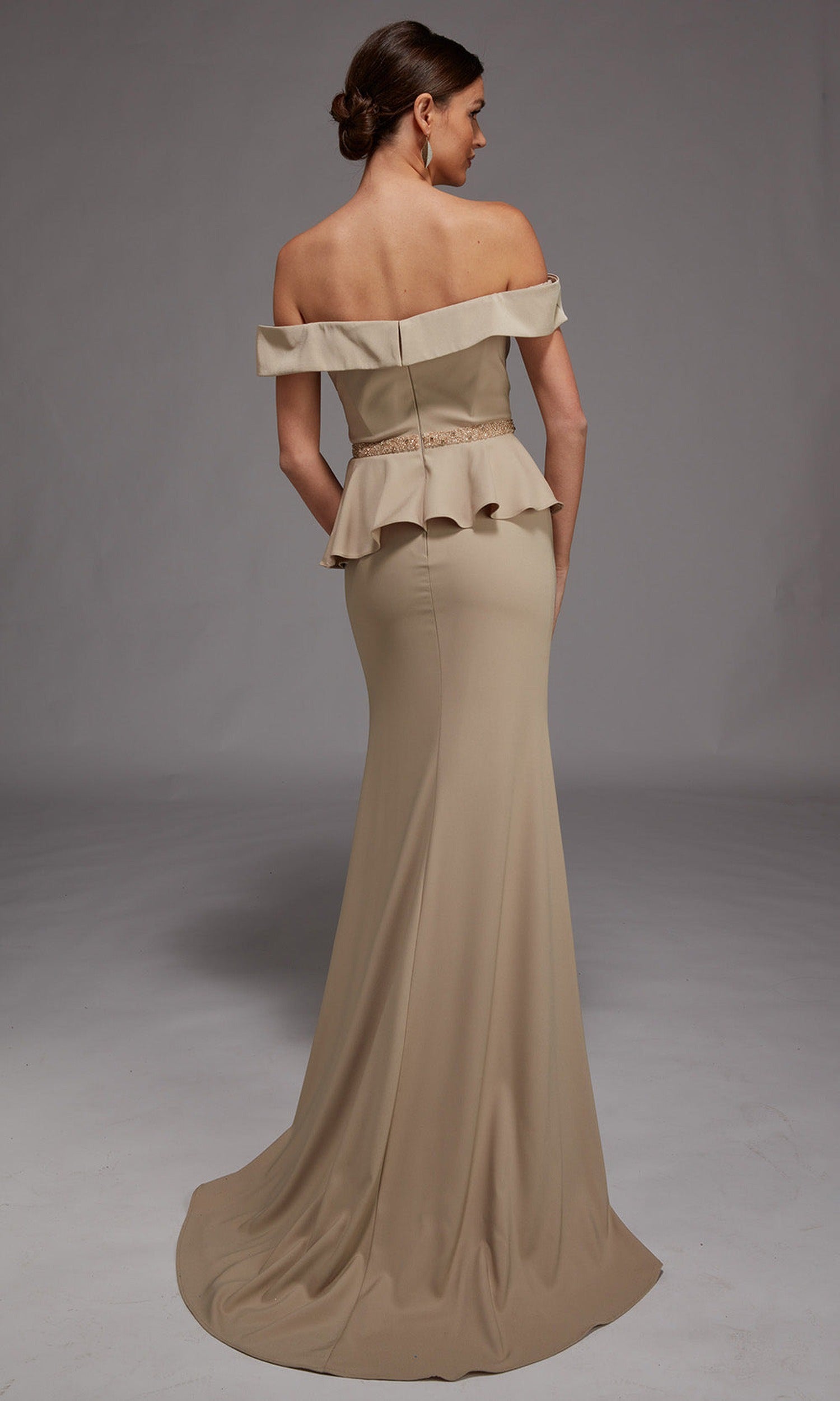 Alyce Paris 27829 - Off Shoulder Peplum Gown with Slit