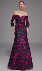 Alyce Paris 27833 - Off Shoulder Floral Jacquard Gown