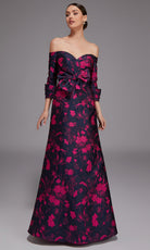 Alyce Paris 27833 - Off Shoulder Floral Jacquard Gown