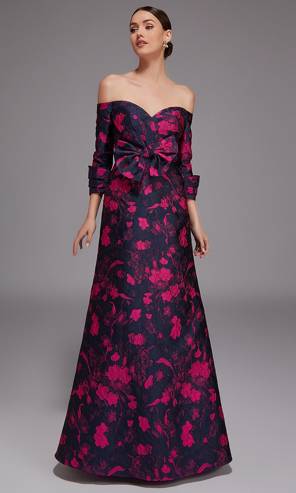 Alyce Paris 27833 - Off Shoulder Floral Jacquard Gown