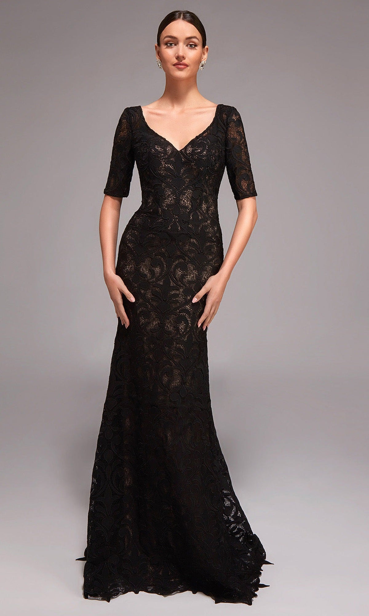 Alyce Paris 27871 - V-Neckline Allover Lace Evening Gown