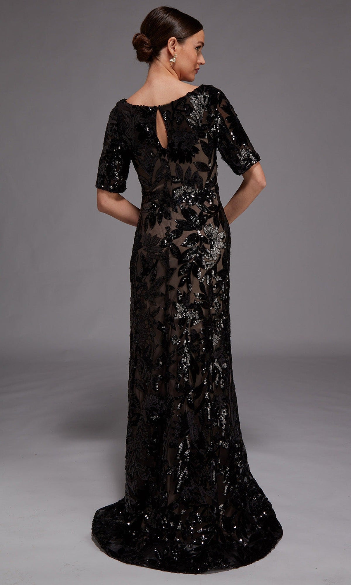 Alyce Paris 27876 - Leaf Sequin Bateau Neckline Formal Gown
