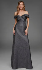 Alyce Paris 27882 - Off Shoulder Jacquard A-Line Evening Gown