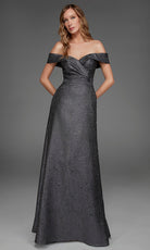 Alyce Paris 27882 - Off Shoulder Jacquard A-Line Evening Gown
