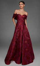 Alyce Paris 27884 - Off Shoulder Geometric Jacquard Gown