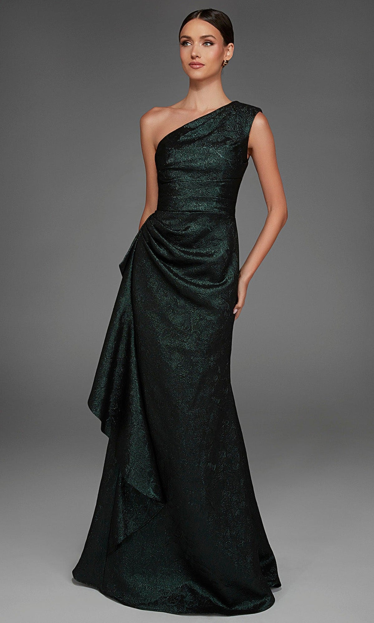 Alyce Paris 27885 - Jacquard Sleeveless Asymmetric Formal Gown