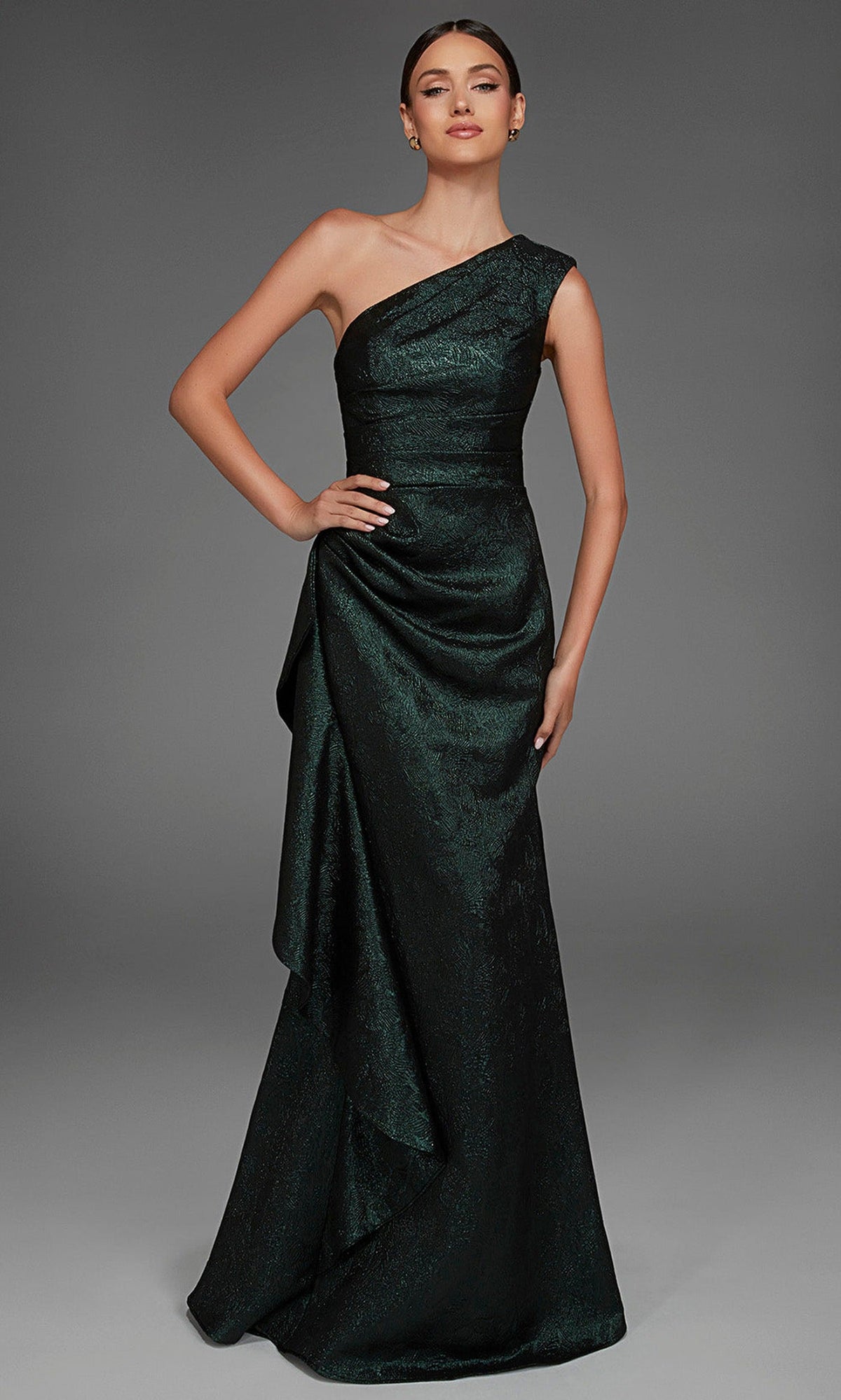 Alyce Paris 27885 - Jacquard Sleeveless Asymmetric Formal Gown
