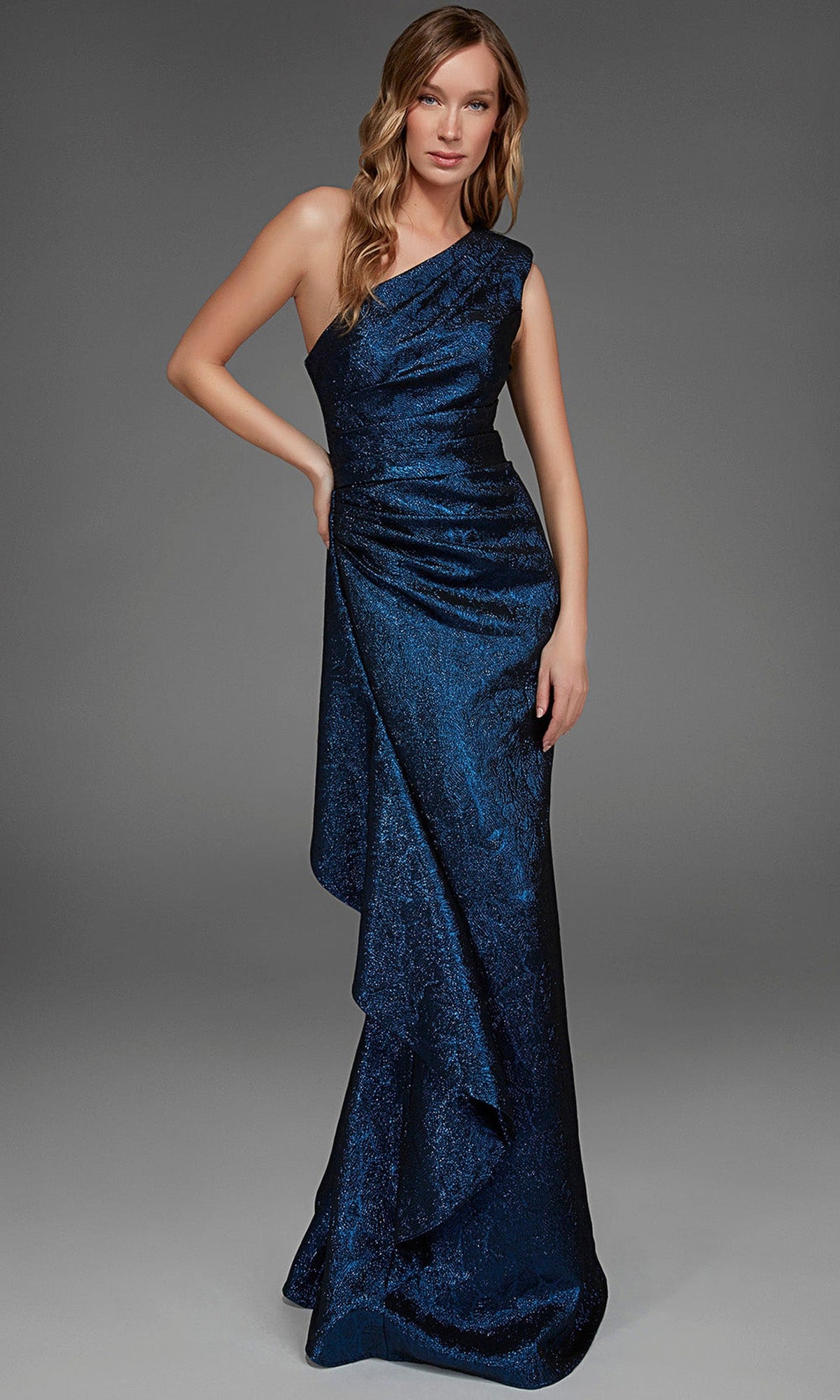 Alyce Paris 27885 - Jacquard Sleeveless Asymmetric Formal Gown