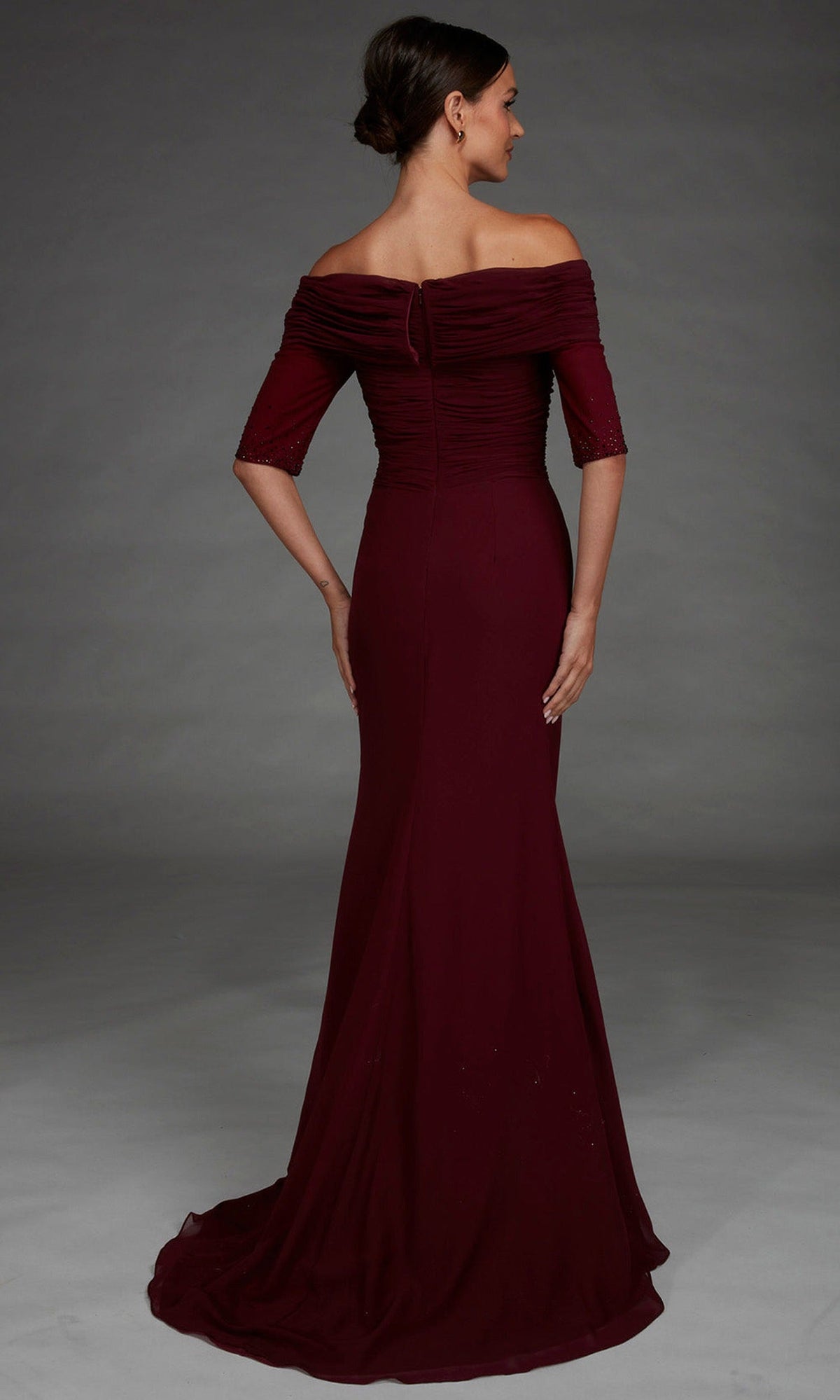 Alyce Paris 27888 - Embellished Elbow Sleeve Evening Gown