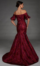 Alyce Paris 27889 - Geometric Texture Puff Sleeve Evening Gown