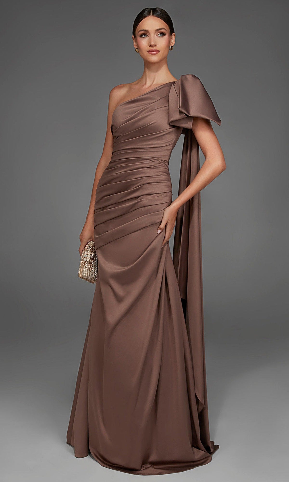 Alyce Paris 27891 - One Shoulder Ruched Ornate Evening Gown