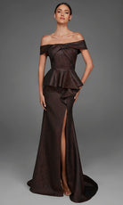 Alyce Paris 27892 - Peplum Waist Off Shoulder Long Gown