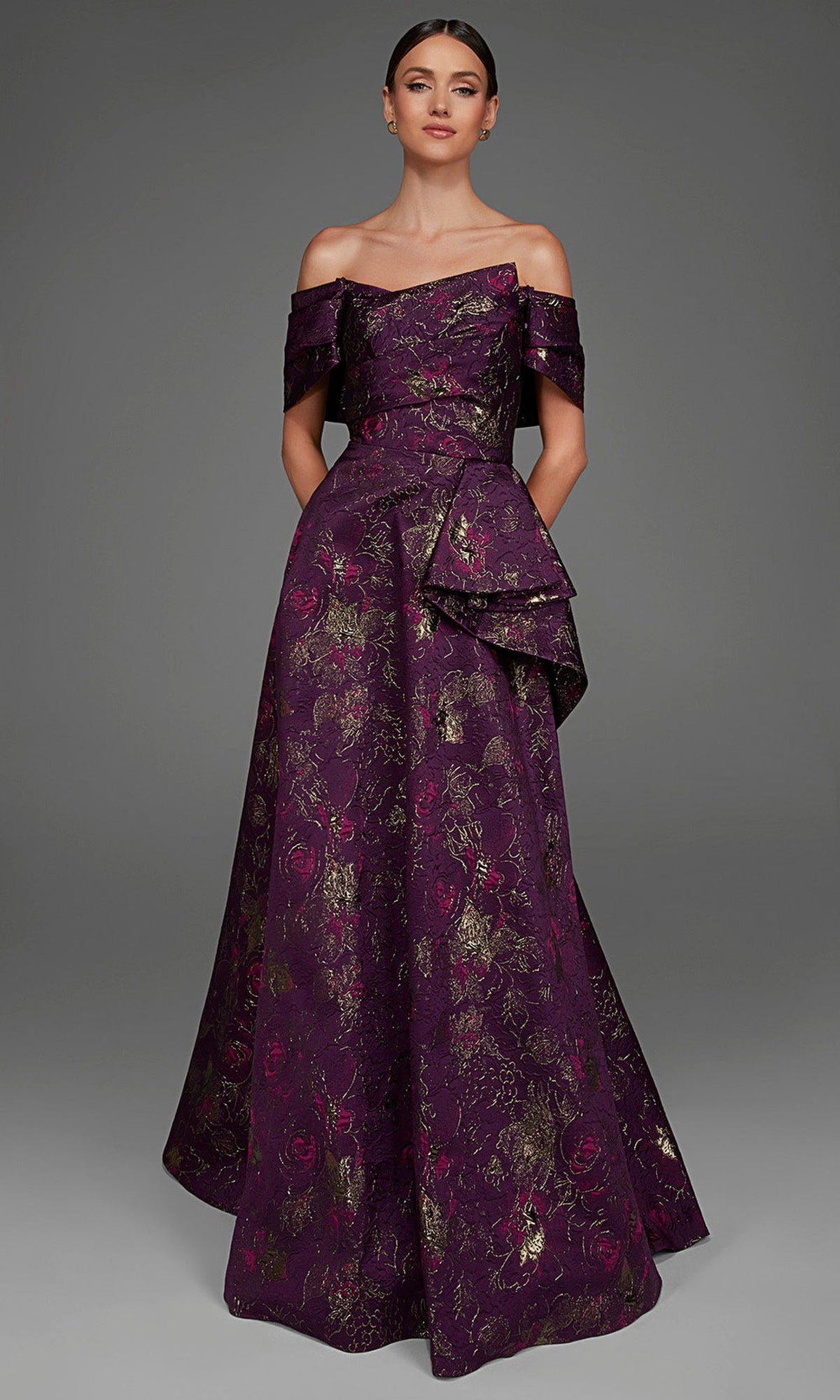 Alyce Paris 27893 - Jacquard Off Shoulder A-Line Gown