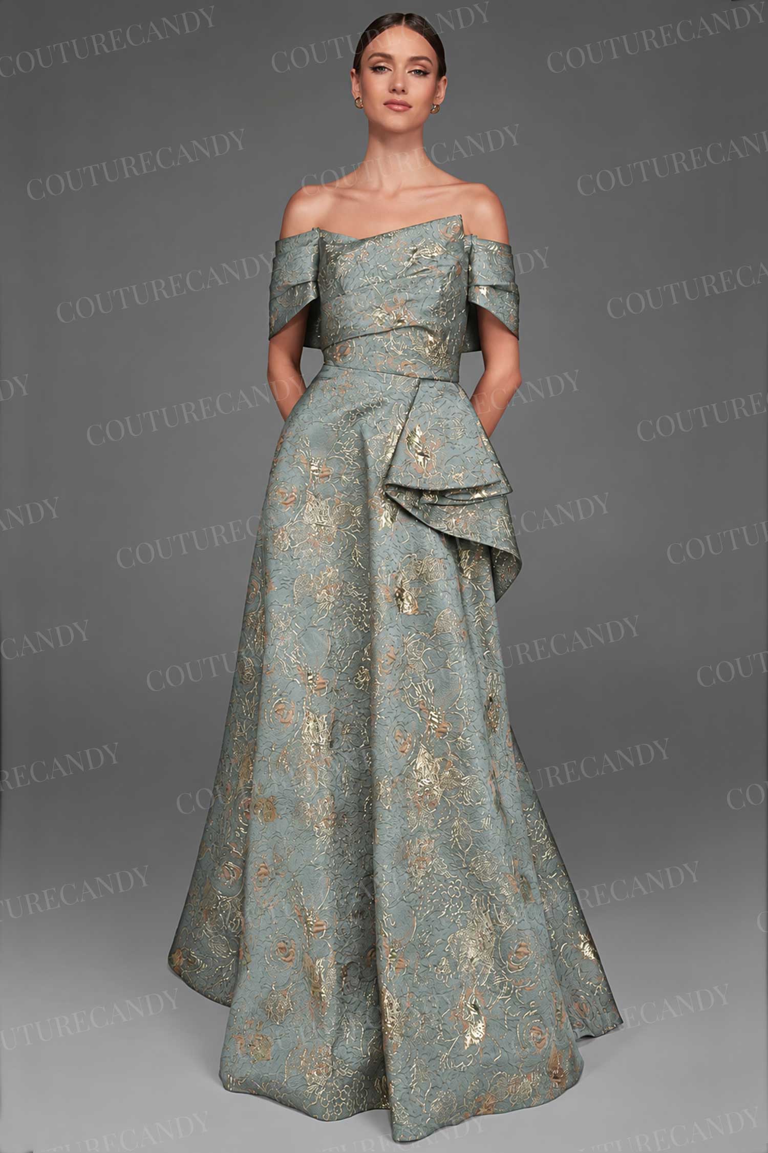 Alyce Paris 27893 - Jacquard Off Shoulder A-Line Gown