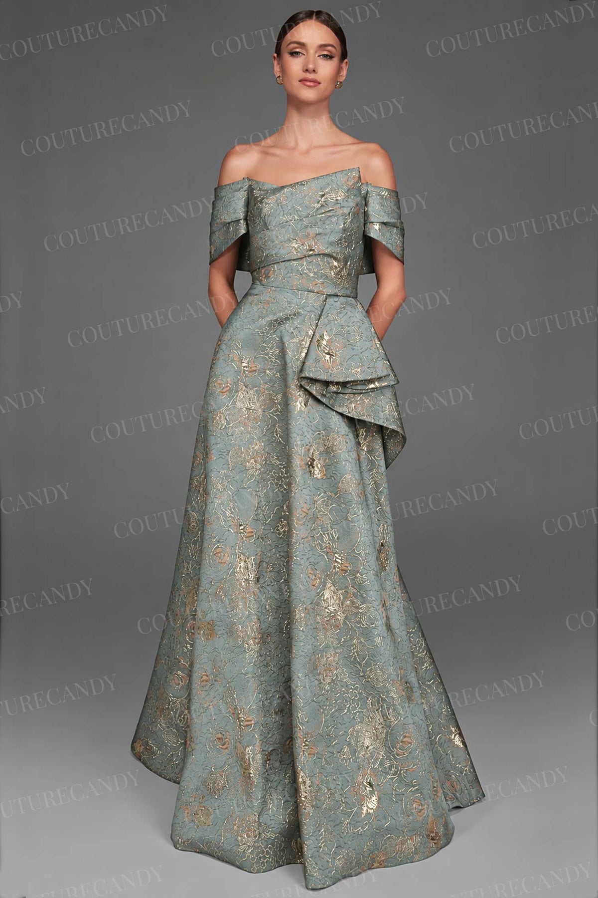 Alyce Paris 27893 - Jacquard Off Shoulder A-Line Gown