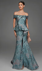 Alyce Paris 27899 - Peplum Waist Jacquard Mermaid Gown