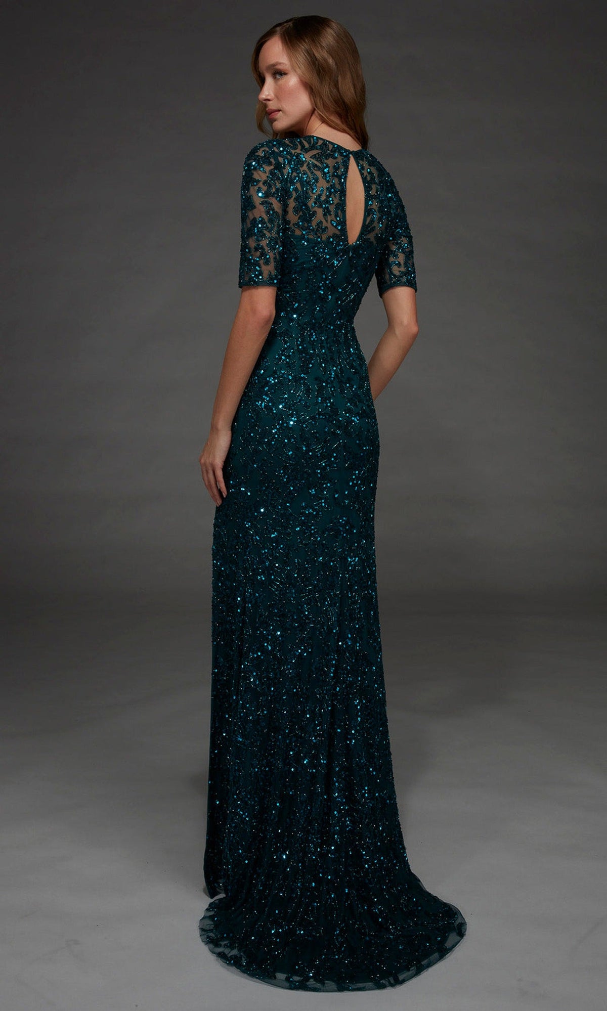 Alyce Paris 27901 - Short Sleeve Hand Beaded Evening Gown