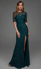 Alyce Paris 27901 - Short Sleeve Hand Beaded Evening Gown