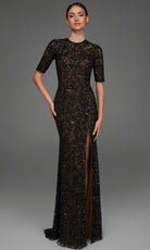Alyce Paris 27901 - Short Sleeve Hand Beaded Evening Gown