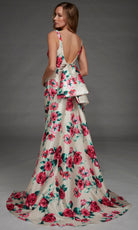 Alyce Paris 27917 - Floral Print Ruched V-Neck Evening Gown