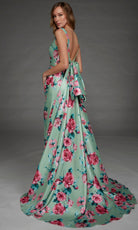 Alyce Paris 27917 - Floral Print Ruched V-Neck Evening Gown