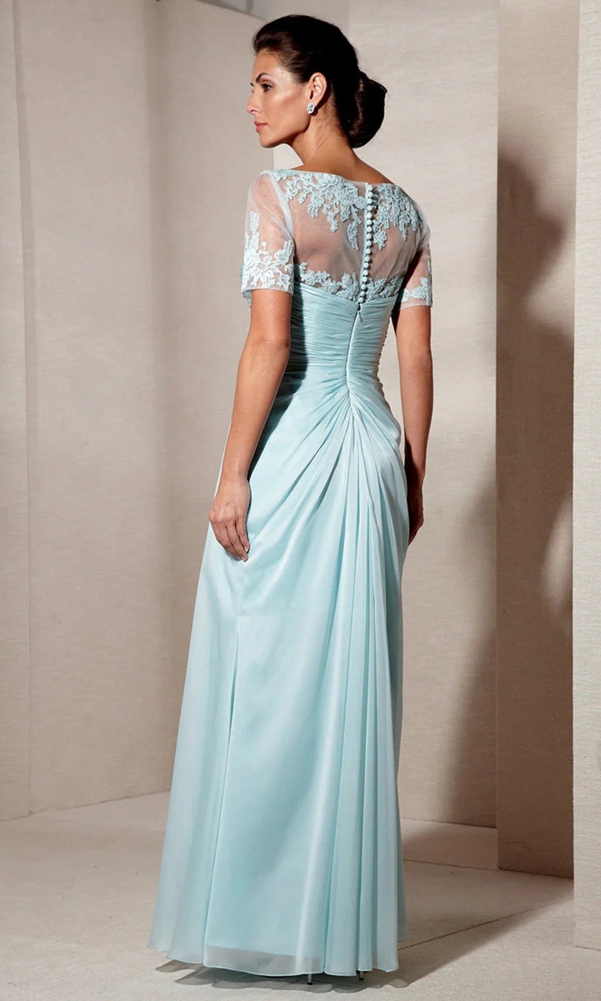 Alyce Paris 29580 - Ruched Beaded Applique Chiffon Dress