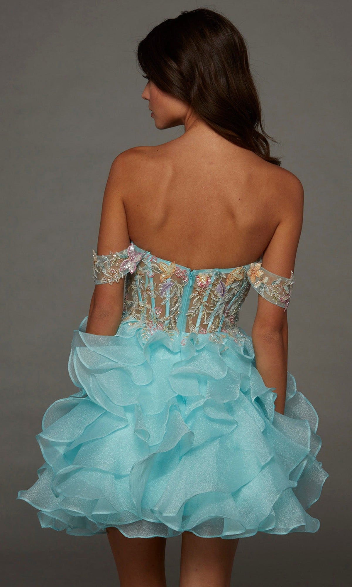 Alyce Paris 30087 - Floral Embroidered Ruffle Party Dress