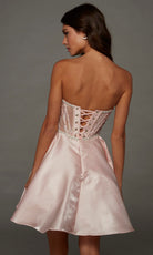 Alyce Paris 30088 - Embellished Lace Corset Flared Mini Dress
