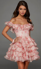 Alyce Paris 30089 - Off Shoulder Ruffle Printed Dress