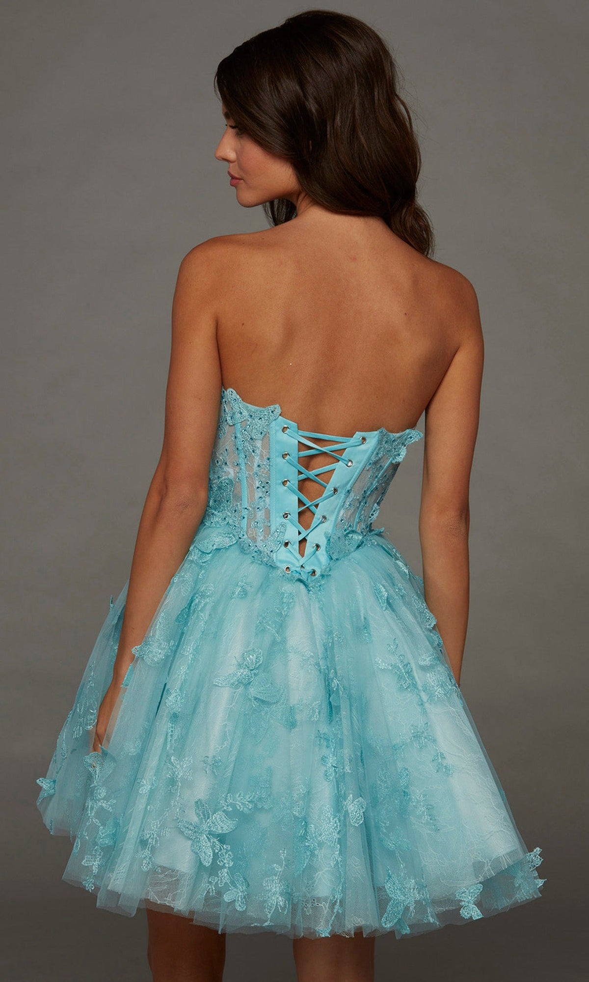 Alyce Paris 30097 - Butterfly Applique Layered A-Line Dress