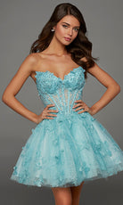 Alyce Paris 30097 - Butterfly Applique Layered A-Line Dress
