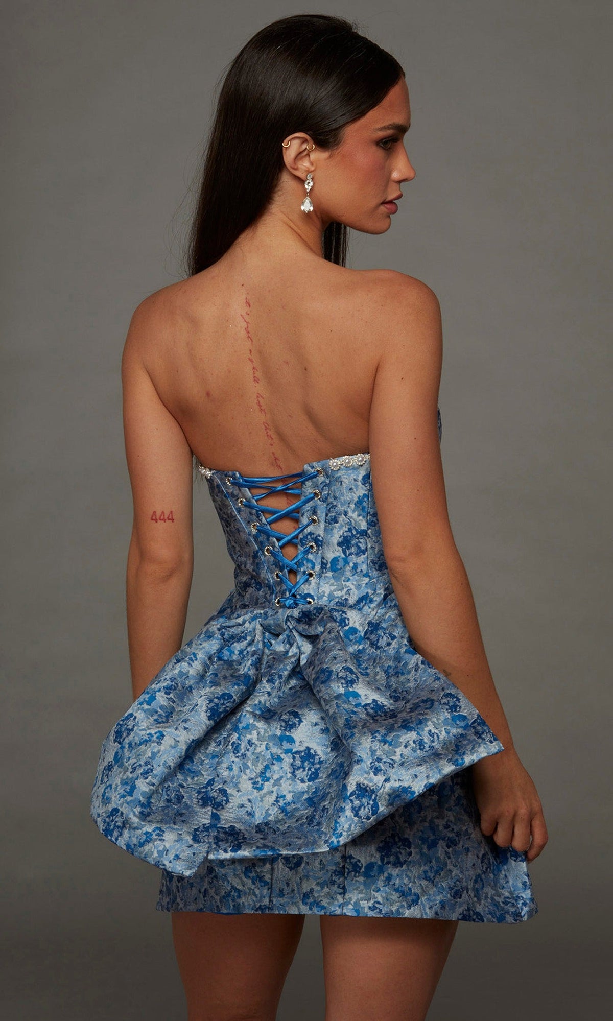 Alyce Paris 30099 - Floral Jacquard Strapless Flared Dress