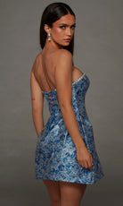 Alyce Paris 30099 - Floral Jacquard Strapless Flared Dress